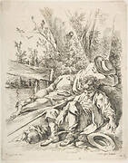 Two Boys Sleeping Besides a Tree