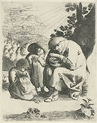 Bedelaarster met twee kinderen