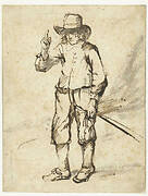 Standing Boy Holding a Whip and Raising his Right Hand