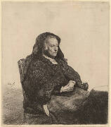 The Artist's Mother Seated at a Table, Looking Right
