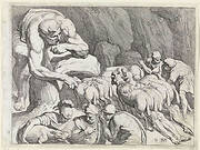 Odysseus ontsnapt uit de grot van Polyphemus