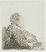 The artist's mother seated, in an oriental headdress: half length