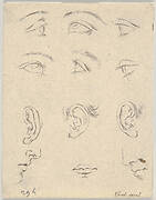 Plate 3: six eyes, three Ears, two Profiles, and a mouth, from 'The Book for Learning to Draw' (Livre pour apprendre à dessiner)