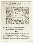Titelblad voor de embleemserie 'Leven van Maria in emblemen'