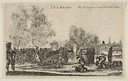 Plate 6: battery of cannons firing on a city, from 'Various Military Caprices' (Varii capricci militari)