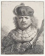 Self-Portrait (Rembrandt) with Raised Sabre