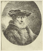 Buste van een oude man met fluwelen baret