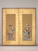 白拍子・遊女図|Shirabyōshi Dancer and Female Servant; Courtesan and Girl Attendant