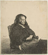 The Artist's Mother Seated at a Table Looking Right: Three-Quarter Length