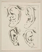 Plate 5: four ears, from 'The Book for Learning to Draw' (Livre pour apprendre à dessiner)
