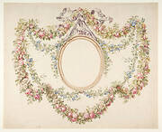 Floral Swags Framing an Empty Oval