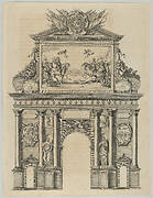 Triumphal arch, from 'Éloges et discours sur la triomphante réception du Roy en sa ville de Paris ...' by Jean-Baptiste de Machault