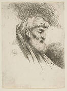 Head of an old bearded man facing right, from the series of  'Small Heads in Oriental Headdress'