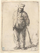 Ragged Peasant with His Hands behind Him, Holding a Stick