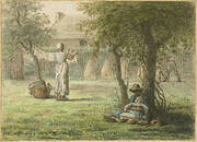 Woman hanging laundry