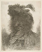 Head of a man in shadow turned slightly to the left,  from the series of 'Large Oriental Heads'