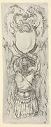 Vertical Panel with a Cartouche stacked on top of a Cuirass, from: 'Ornaments or Grotesques' (Ornamenti o Grottesche)