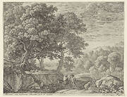 Heilige familie met ezel en cherubijnen