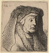 Bust of an Old Woman in a Furred Cloak and Heavy Headdress
