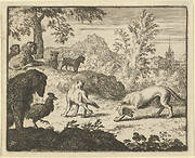 The Lion Allows a Fight Between the Wolf and Renard from Hendrick van Alcmar's Renard The Fox