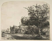 Landscape with Three Gabled Cottages Beside a Road