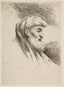 Head of an old bearded man facing right, from the series of  'Small Heads in Oriental Headdress'