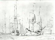 Dutch Merchant Ships at Anchor or under Easy Sail in a Moderate Breeze