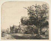 Landscape with Three Gabled Cottages Beside a Road