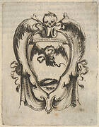 A cartouche with an eagle and a snake, a skull and crossbones at top, wings to either side, from 'Eight Emblems for the Funeral of Francesco de Medici' (Huit emblèmes pour les funérailles du prince François de Médicis)