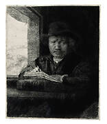 Self Portrait Drawing at a Window
