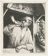 Bakker blaast op een hoorn