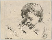 Plate 13: bust of a child with his left hand near to his chin, turned towards the left, from 'Various heads and figures' (Diverses têtes et figures)