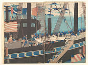 「横浜交易西洋人荷物運送之圖」|“Yokohama Trade: Westerners Loading Cargo”