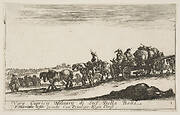 Plate 1: A horse drawn cart carrying people and goods, dead horse in the foreground, from 'Various Military Caprices' (Varii capricci militari)