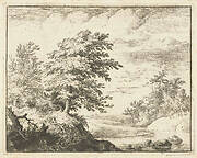 Rivierlandschap met roeiboot