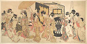 喜多川歌麿画 御所車見立て行列|Courtesans Imitating a Court Procession