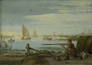 A Bird Hunter on a Riverbank