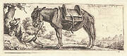 Peasant Resting, Holding a Donkey